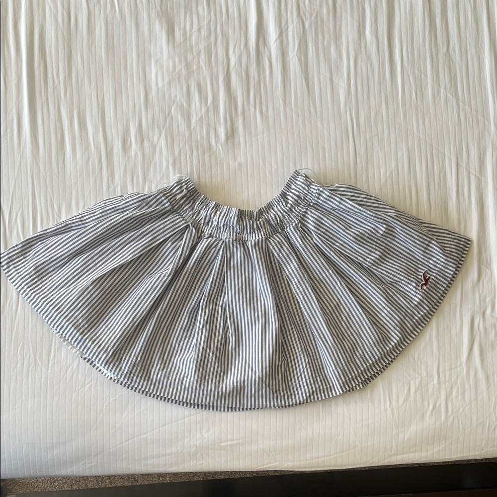 Hollister Blue and White Striped Skater Skirt